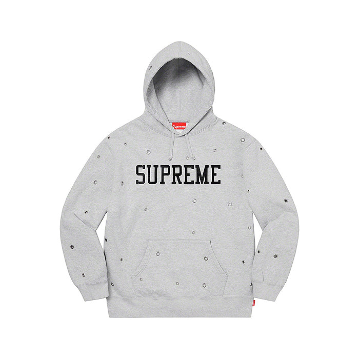Supreme Eyelet Hooded Sweatshirt- Heather Grey
