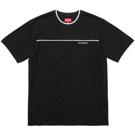 Supreme Contrast Yoke Pique Top- Black