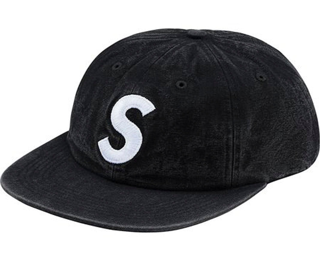 Supreme Washed Chambray S Logo 6-Panel Hat- Black
