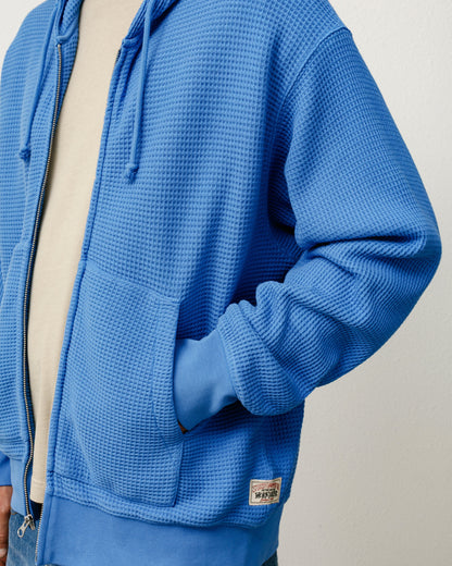 DOUBLE LAYER WAFFLE ZIP HOODIE