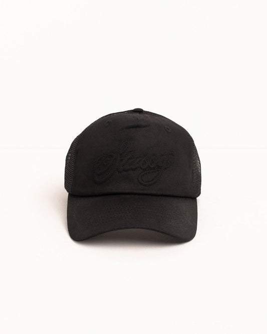 WAXED CURSIVE STITCH SNAPBACK TRUCKER