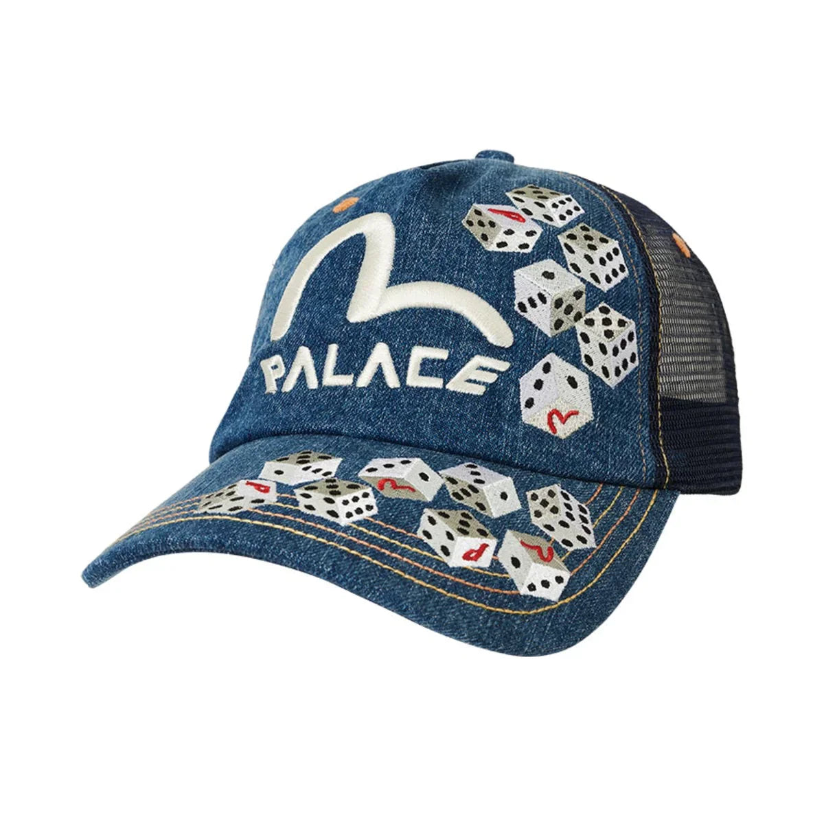 Palace x Evisu Dice Mesh Trucker Light Wash