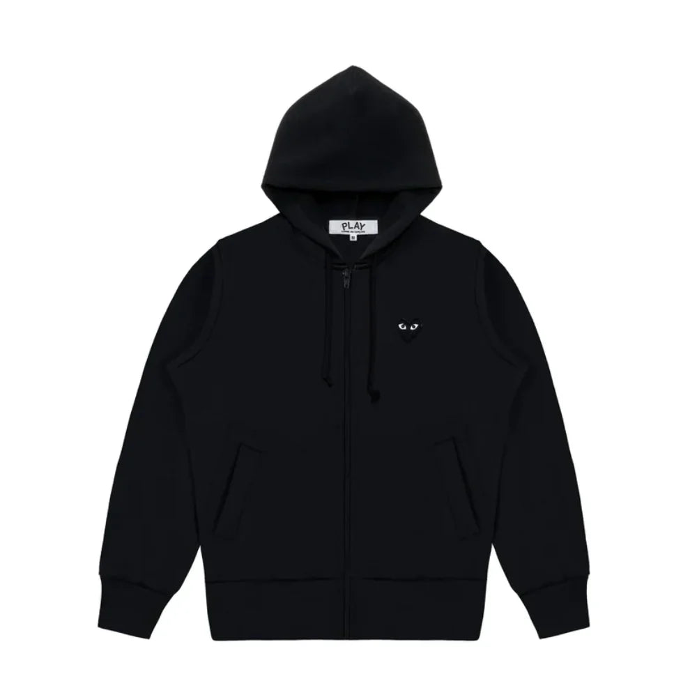 Comme des Garcons Play Big Black Heart Zip Up Hoodie Black