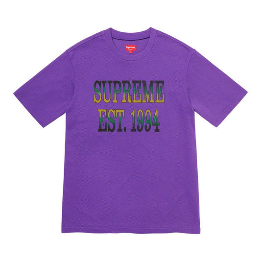 Supreme Cotton Mesh Gradient Logo S/S Top- Purple