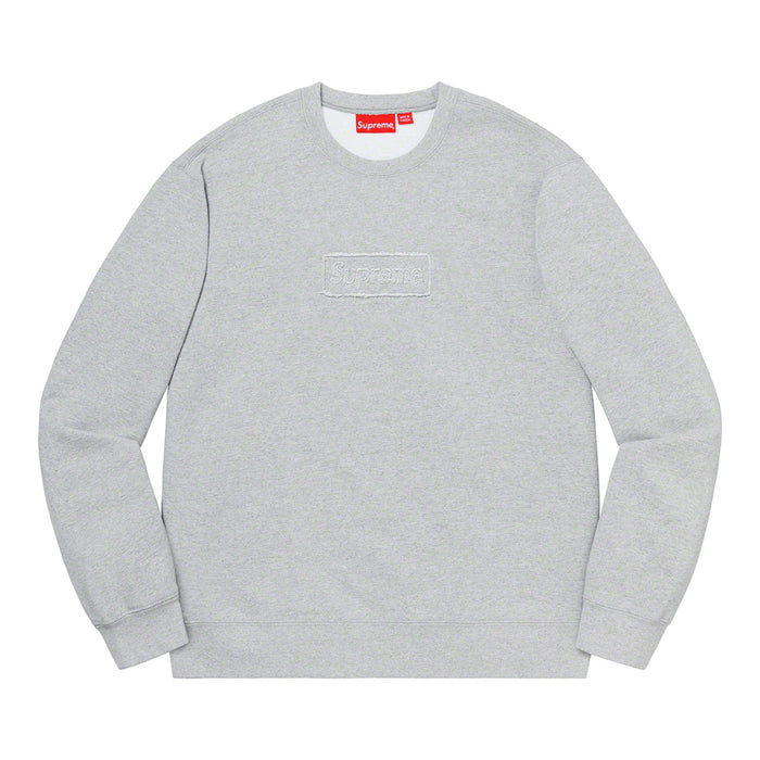 Supreme Cutout Logo Crewneck- Heather Grey