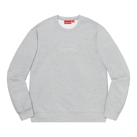 Supreme Cutout Logo Crewneck- Heather Grey