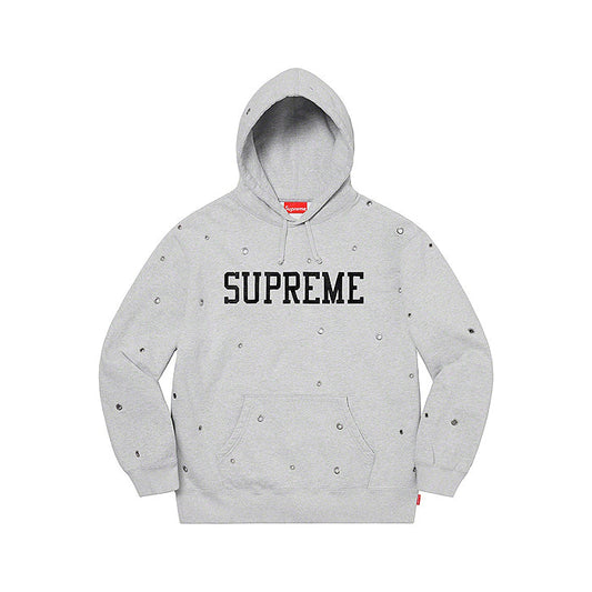 Supreme Eyelet Hooded Sweatshirt- Heather Grey