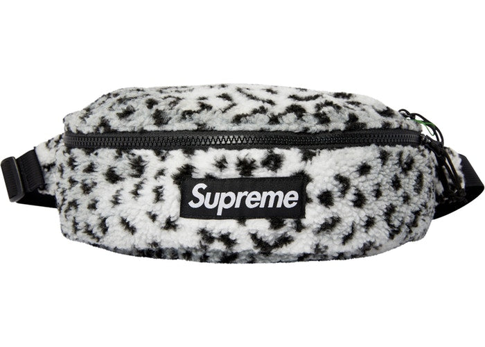 Supreme Leopard Fleece Waist Bag- White