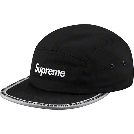 Supreme Worldwide Visor Tape Camp Cap- Black