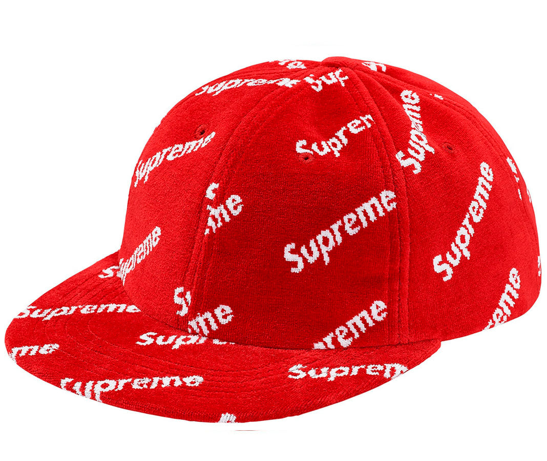 Supreme Velour Diagonal Logo 6-Panel- Red