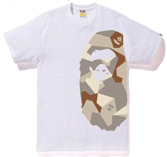 Bape Splinter Camo Side Big Ape Head Tee- White/Beige